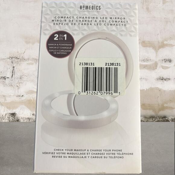 Homedics Other - Homedics Compact Charging LED Mirror with Rechargeable Light NEW